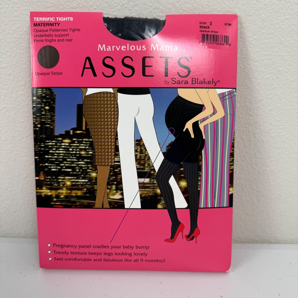 Marvelous Mama ASSETS by Sara Blakely Maternity Opaque Tights Sz‎ 2 Black SPANX